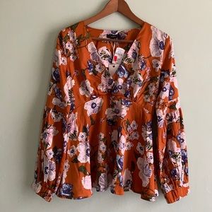 Lumie Floral Orange Blouse Small